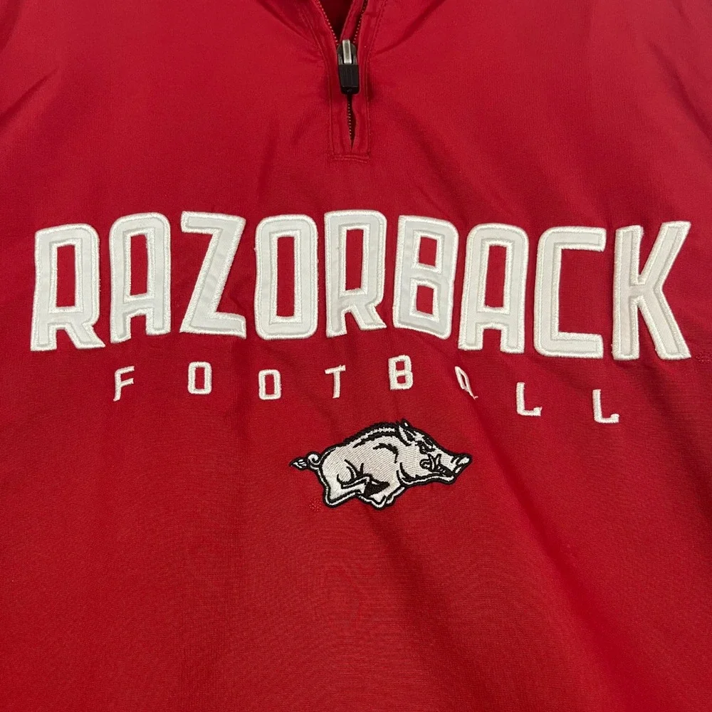 Adidas Arkansas Razorbacks Football Quarter Zip Windbreaker Jacket Mens XL Red